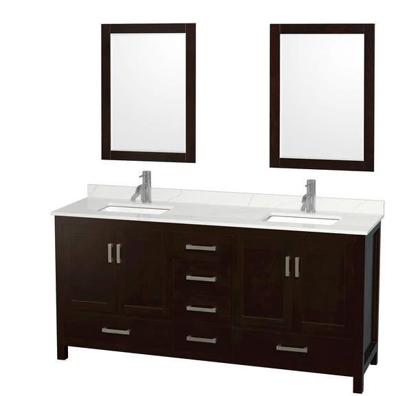 Wyndham Collection Wcs141472d-Qtz-Unsm24 Sheffield 72" Free Standing Double Basin Vanity