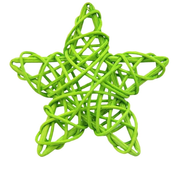 Kearding 5pcs 6cm Estrella Forma Vid Ca?a Ratán Decoración Boda Navidad Bricolaje Adorno Kits de decoración para fiestas verde Kearding JJ9610-03