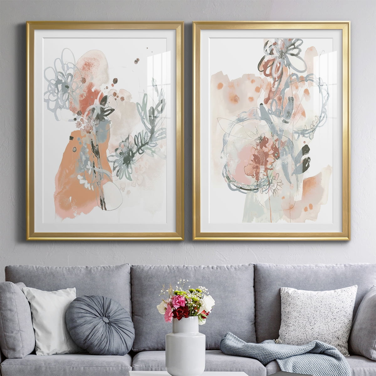 Wexford Home Petal Drift I Premium Framed Print, 18.5" x 24.5" - Ready to Hang, Gold (Set of 2)