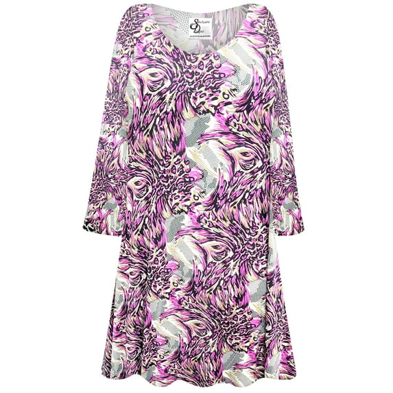 Plus size 0x Petite Women Long Sleeve Purple Dewdrop Tunic Tops Flowy Shirt Blouse