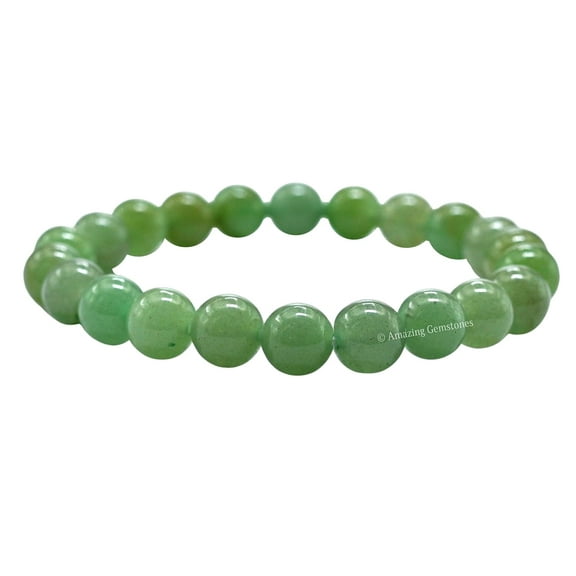 Green Aventurine Bracelet - 8mm Beaded Stretch Bracelet and Healing Stones