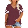 thumbnail image 1 of Blusa tipo túnica Happy Sailed para mujer, talla grande, cuello en V, roja 4X, 1 of 5