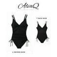 AlvaQ Womens Swimsuit Plus Size One Piece Swimsuit Deep V Neck Solid