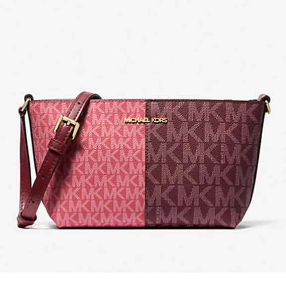 Michael Kors Women's Jet Set Small Two-Tone Logo Crossbody Bag Oxblood 35F4GTVC1V-oxbl