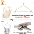 thumbnail image 4 of Hammock Chair Hanging Rope Swing - Max 500 Lbs - 2 Cushions Included - Steel Spreader Bar with Anti-Slip Rings - for Any Indoor or Outdoor Spaces (Beige), 4 of 9