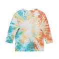 thumbnail image 3 of Spazoro Toddler Child Girls Casual T-Shirts Tee, Tie Dye Fashion Summer Crew Neck 3/4 Sleeve Loose Tops Trousers for Girls Orange Size 5 T, 3 of 4
