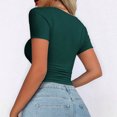 thumbnail image 4 of Jalioing Women's Crop Tops Summer Slim Short Sleeve Scoop Neck Fashion Tee Solid Color Basic Shirts Trendy, 4 of 6