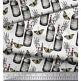 thumbnail image 3 of Soimoi White Rayon Fabric Insect,Lavender & Vintage Bottle Printed Fabric 1 Yard 42 Inch Wide, 3 of 3