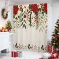 thumbnail image 4 of Christmas Red Poinsettia Shower Curtains for Bathroom, Winter Xmas Flowers Pines Cone Waterproof Fabric Shower Curtain, Decorative Bathroom Curtain for Bathtub, 36"x72", No Hooks Included, 4 of 9