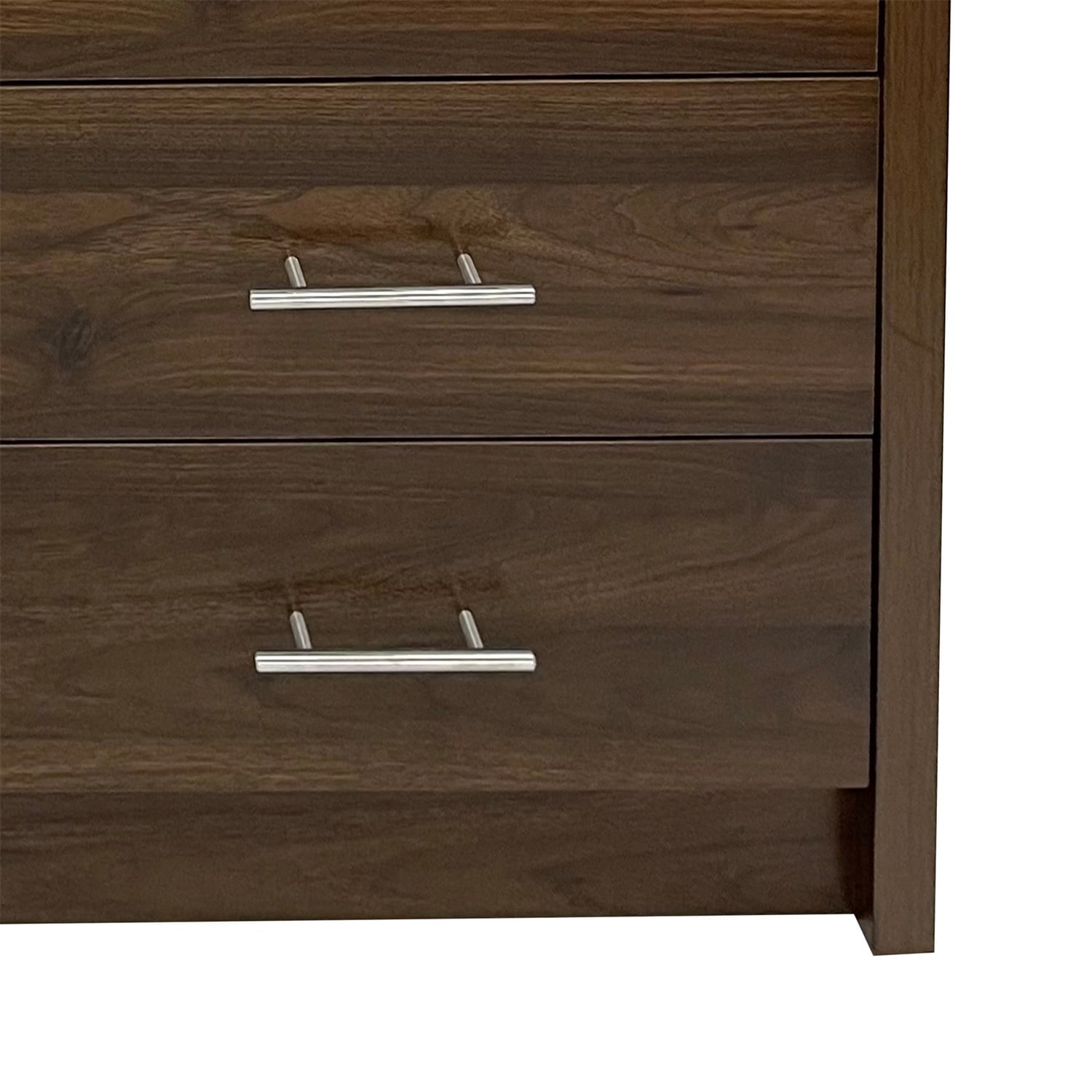 Kadyn MDF Drawer Chest, 6 Drawer Double Dresser for Living Room, Modern Drawer Dresser with 6 Drawers, Walnut