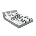 thumbnail image 2 of Ambesonne Tree of Life Fitted Sheet & Pillow Sham Set, Monochrome Tree Leaves, Full, White and Black, 2 of 2