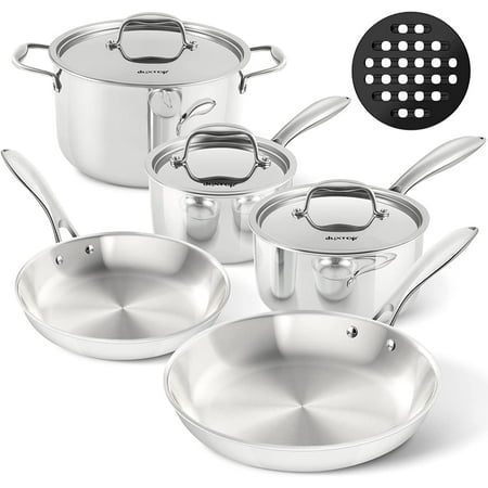 

HPJNB Whole-Clad Tri-Ply Stainless Steel Induction Cookware Set 9PC Kitchen Pots and Pans Set
