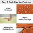 thumbnail image 6 of POCASSY 6" Thick Outdoor Chair Cushions Set of 5, 22" x 24" x 6" Outdoor Cushions for Patio Furniture, Deep Seat and High Back Cushion for Patio Rocking Dining Chair and Couch, Orange, 6 of 12