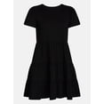 thumbnail image 6 of Time and Tru Women's and Women’s Plus Cotton Swing Dress with Short Sleeves, Sizes XS-4X, 6 of 7