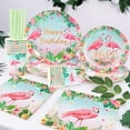 thumbnail image 2 of Vajilla de fiesta hawaiana Tropical, decoraciones de fiesta hawaiana, platos de papel, flamenco, suministros para fiesta de cumpleaños y Baby Shower de verano para niños, 2 of 5