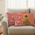 thumbnail image 2 of Coral Red Sunshine Sunflower Outdoor Waterproof Pillow Covers, Pastoral Bees Farmhouse Floral Decorative Rectangle Throw Pillowcase Sofa Cushion Sham for Patio/Couch/Chair, 20"x12" 2 Pack, 2 of 8