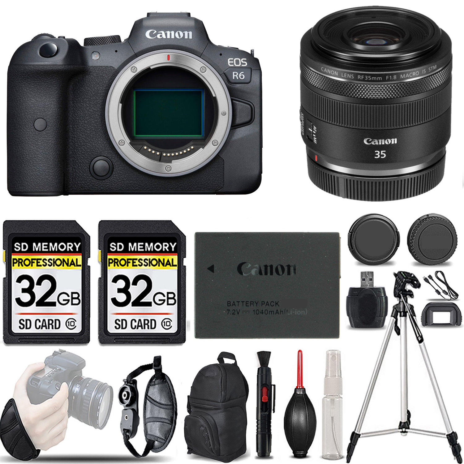 Canon EOS R6 Mirrorless Camera +35mm f/1.8 IS Macro STM Lens LOADED