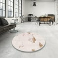 thumbnail image 4 of Ahgly Company Machine Washable Indoor Round Abstract Pink Bubble Gum Pink Area Rugs, 7' Round, 4 of 7