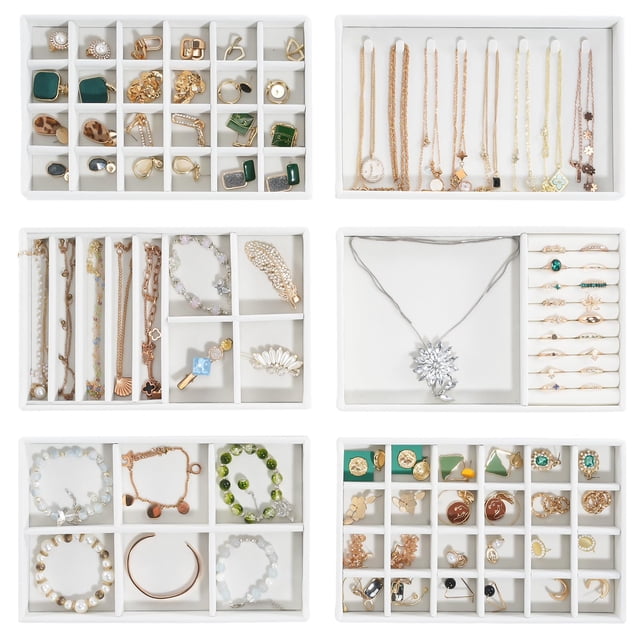Bandejas organizadoras de joyas ProCase, apilables, 6 capas, color blanco cálido