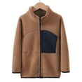thumbnail image 3 of Zpanxa Kids Stand Collar Fleece Jacket Windproof Thickened Coat Thermal Lock Tech Long Sleeve Easy Zip Sporty Outerwear for Soccer Practice Winter Training, 3 of 4