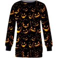 thumbnail image 3 of Chandail en Molleton Citrouille Chat pour Femmes Halloween Col Rond Pull Manches Longues Hauts Décontractés Amples, 3 of 5