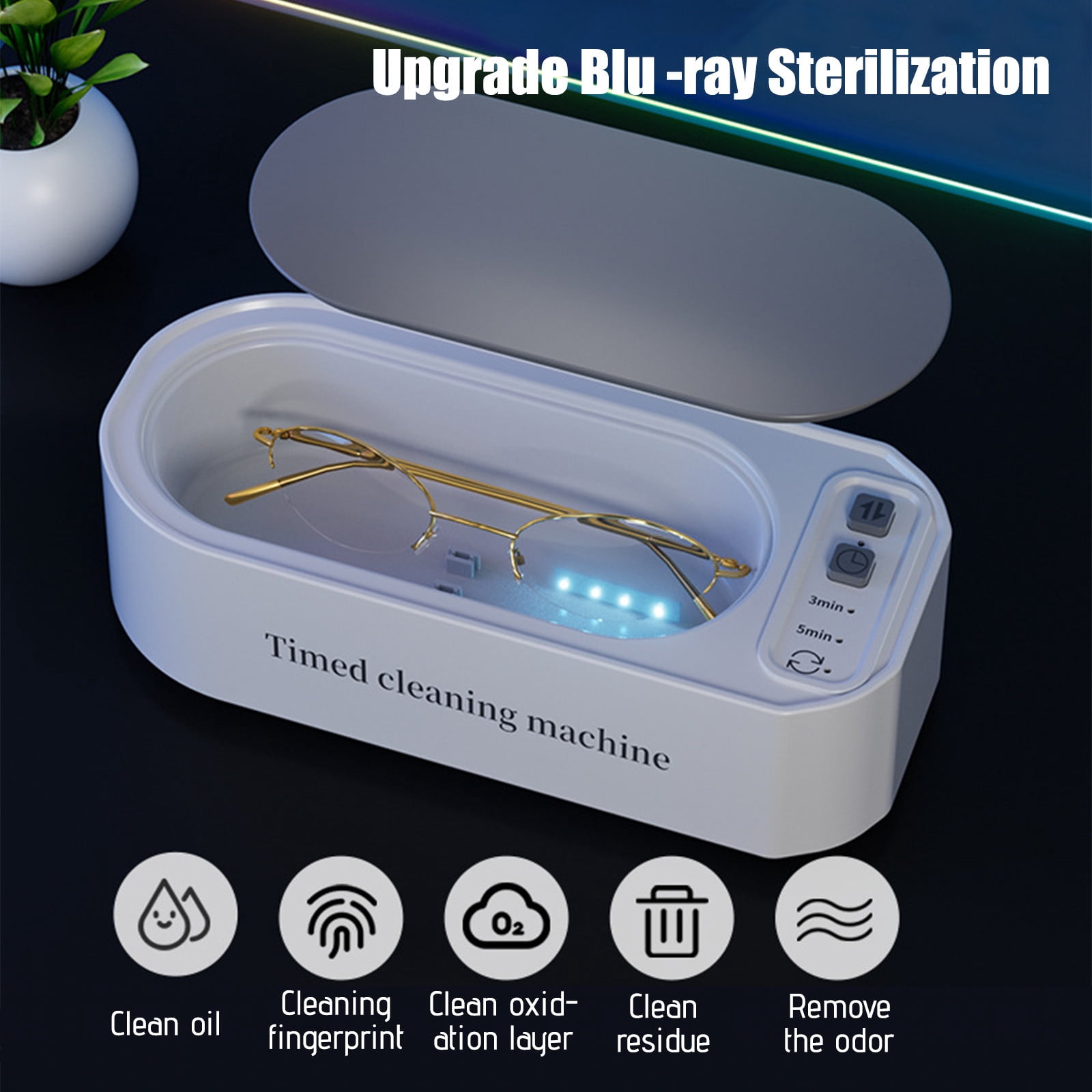 TaTaai 2Pcs Jewelry Cleaner, 3-Speed Cleaner Machine for Jewelry, Eyeglasses, Rings, Watch Strap, Dentures