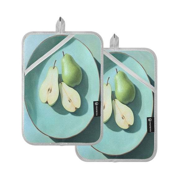 BZSMCE Pot Holder Oven Mitts Cooking baking Green Pear Creative Pattern Size:7x9.8in