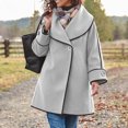 thumbnail image 2 of Riecok Womens Pea Coats Long Sleeve Button down Jackets Lapel Collar Overcoat Warm Casual Winter Outerwear 2XL, 2 of 6