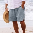 thumbnail image 2 of Afuyipoi Men’s Linen Shorts, Side Pockets Button-Elastic Waist Straight Casual Summer Beach Shorts Gray Size 2XL, 2 of 8