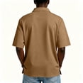 thumbnail image 5 of Dwellite Men's Short Sleeve Polo Shirts Lightweight Cotton Casual Pullover Button Lapel Fit Collar Shirt Light Brown L, 5 of 8