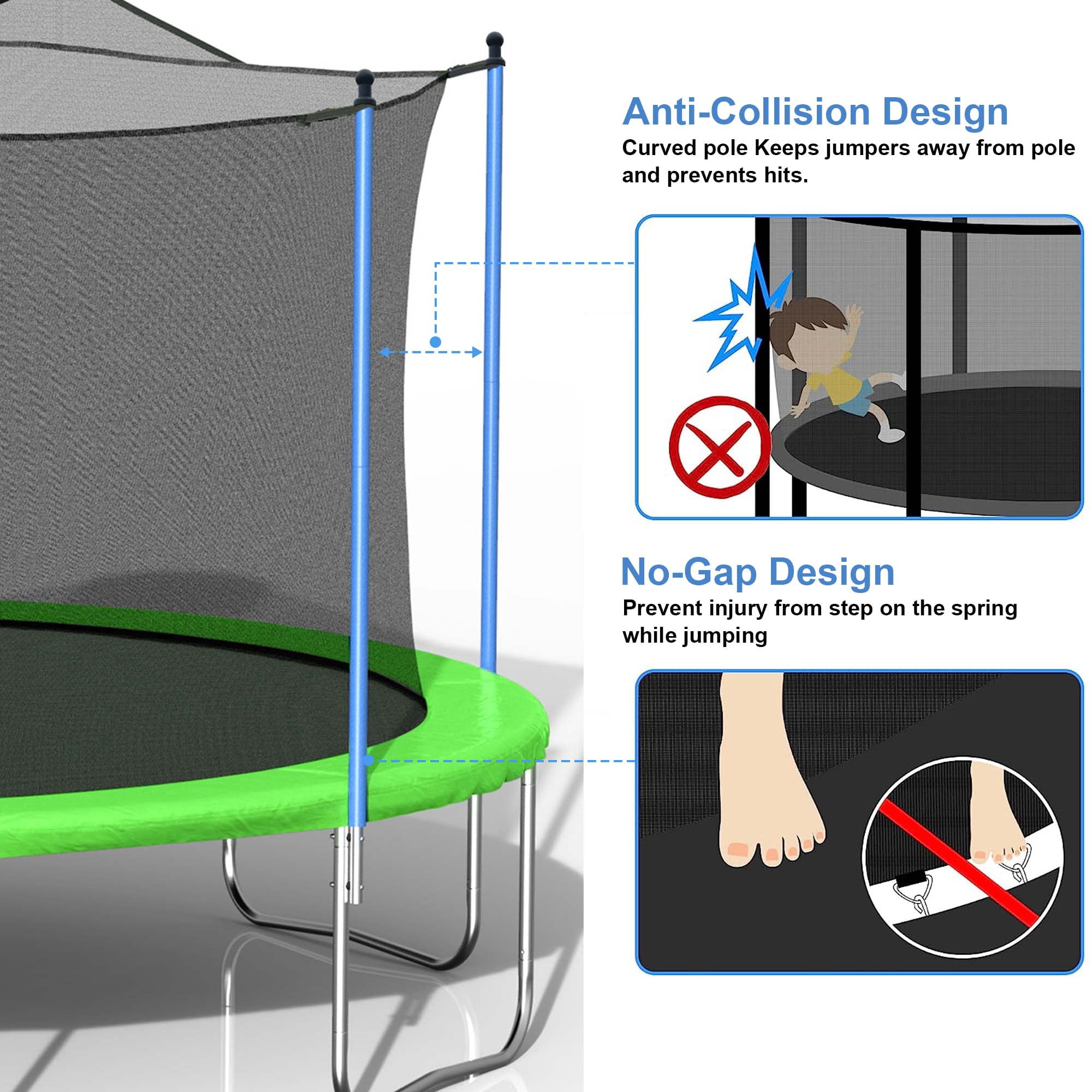 Aukfa 16FT Trampoline with Basketball Hoop for Kids Adults, Outdoor Trampoline with Enclosure for Backyard - Green