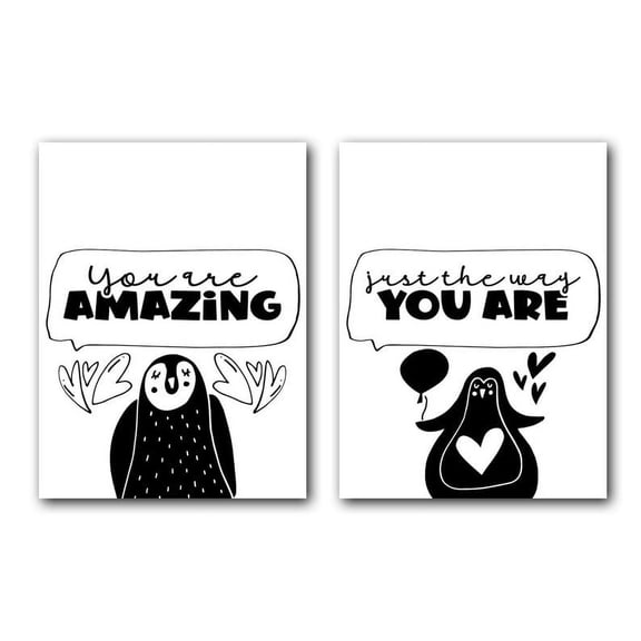 You Are Amazing, Penguin Art, Home Wall Art Decor, 18 x 24 Inches Set of 2 Poster Print