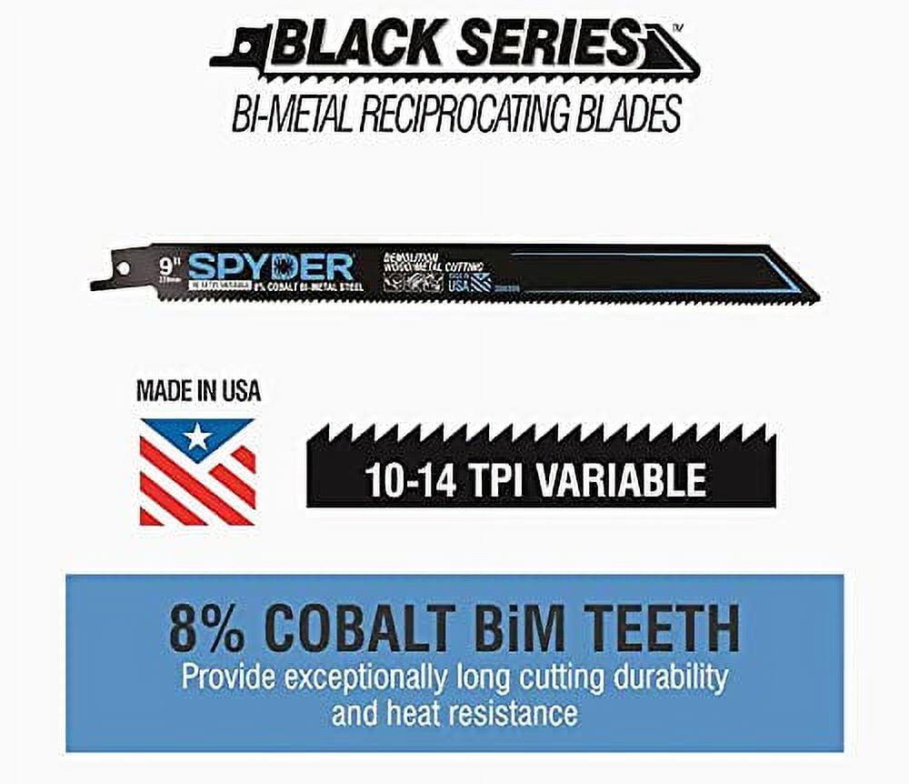 Spyder Genuine 14pc Black Series Bi Metal Recip Saw Blade Kit W/ Case - 200308