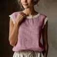 thumbnail image 4 of Diufon Cotton Linen Tops for Women Summer Lace Trim Cap Sleeve Tank Shirts Dressy Casual Beach Vacation Blouses, 4 of 8