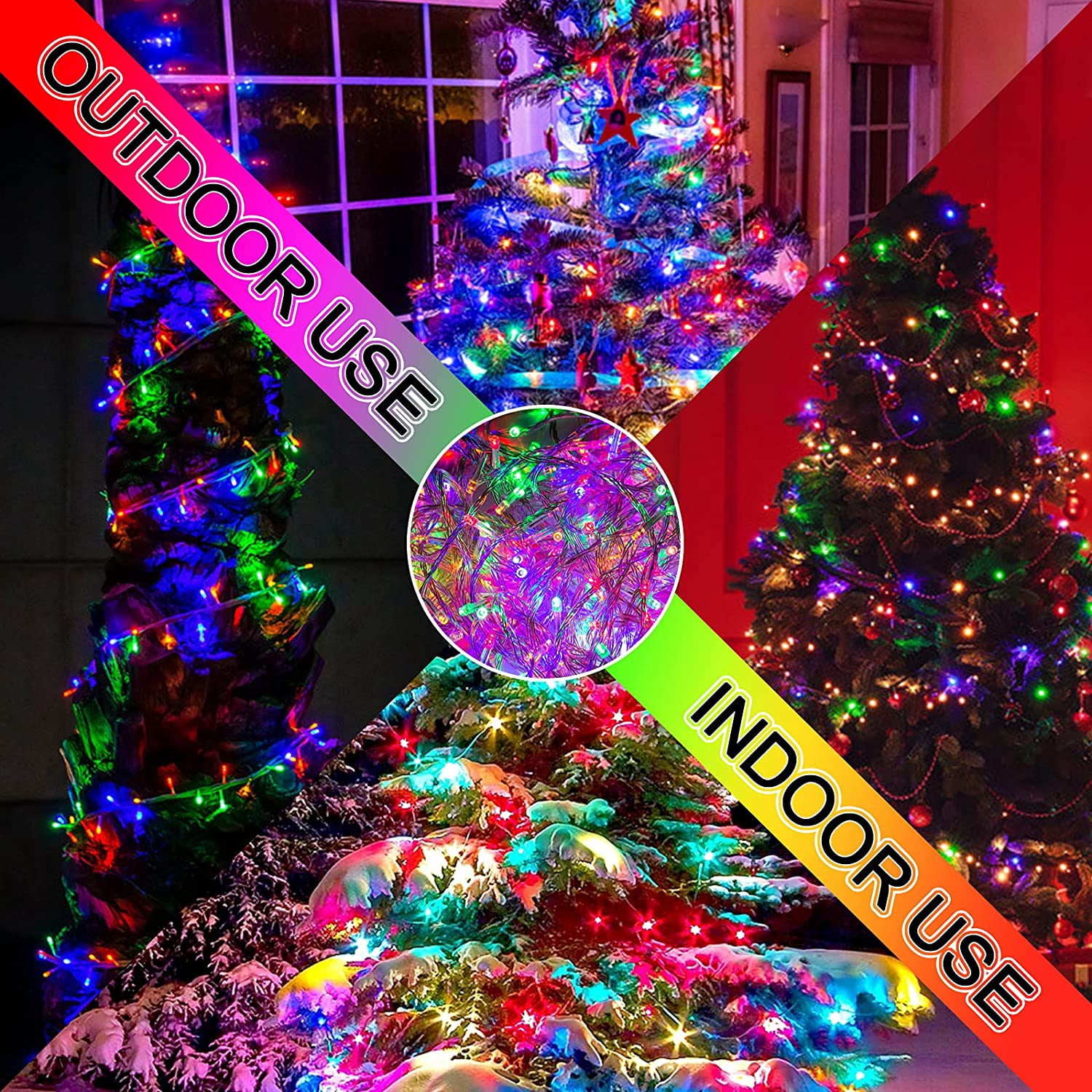 JMEXSUSS 33ft 100 LED Easter Lights Indoor, Clear Wire Multicolor Christmas Tree Lights Outdoor Waterproof, 8 Modes Plug-in Easter Lights String for Easter Christmas Tree Party Xmas