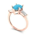 thumbnail image 2 of 2.5 ctw 3 Stone Anniversary Ring for Women | Pear Cut Simulated Turquoise | Hyperallergenic Solid 18K Rose Gold, 2 of 5