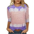 thumbnail image 2 of Idoravan Long Sleeve Shirts for Women Women's Fashion Printed T-shirt Mid-length 3/4 Sleeves Blouse Round Neck Casual Tops, 2 of 5