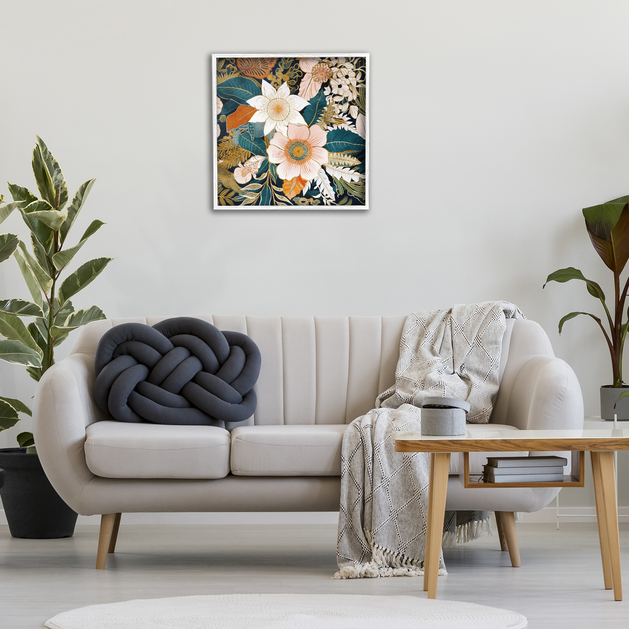 Stupell Industries Eclectic Floral Pattern Botanical & Floral Painting White Framed Art Print Wall Art, 24 x 24