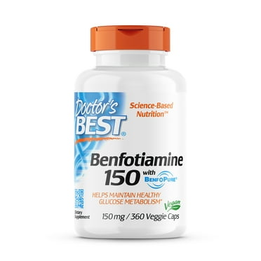 Doctor's Best Benfotiamine, Non-GMO, Vegan, Gluten Free, Soy Free, Helps Maintain Blood Sugar Levels, 150 mg, 360 Veggie Caps