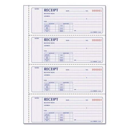 Rediform Money Receipt Book, Softcover, Two-Part Carbonless, 7 x 2.75, 4 Forms/Sheet, 200 Forms Total (8L806)