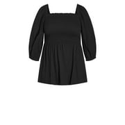 City Chic Trendy Plus Size Young Heart Top Black 18W