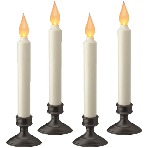 Xodus Innovations FPC1205A-4 Battery Operated LED Window Candle, Dusk to Dawn Light Sensor, Aged Bronze Base, Amber Flicker Flame (4 Pack)