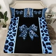 thumbnail image 2 of Feelyou Fashion Princess Bow Bed Sheets, Leopard Cheetah Print King Sheets, Kawaii Dreamy Bowknot Sheet Set, Super Cozy Room Decor, 4-Piece, 2 of 7
