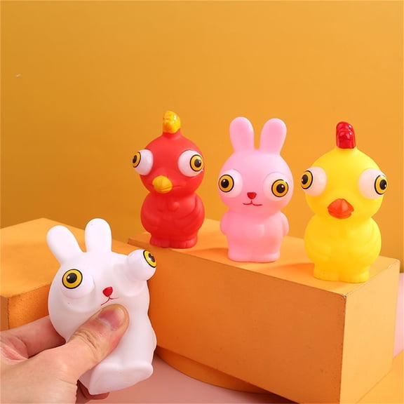 Pink Rabbit Pop Eye Squeeze Toy Cute Animal Squeeze Toy Stress Relief Fidget Toy for Kids Adults Anxiety Relief Sensory Play Desk Decor and Party Favors