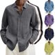 thumbnail image 3 of Men's long-sleeved cotton and linen dress shirt, 3 of 5