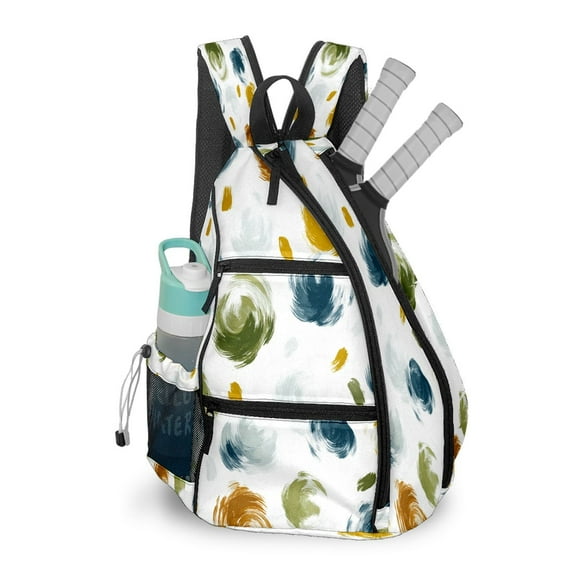 Pickleball Bag with Padded Back, Beige Color Dots Multi-Compartment Paddle Backpack, Lightweight Nylon Sports Bag for Men & Women