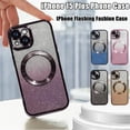thumbnail image 4 of for iPhone 15 Plus Case Glitter Magnetic Compatible with MagSafe Full Camera Lens Protection Luxury Plating Cute Bling Clear Shockproof Slim Phone Case for Women Girls, Purple, 4 of 14