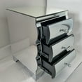 thumbnail image 5 of Olurrisa Modern Silver Baked Curved Mirror Nightstand with 3 Drawers, Glass Bedside Table for Small Spaces, Luxury Bedroom Furniture, 5 of 9