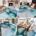 thumbnail image 6 of 5x7 Washable Area Rug, Marble Texture Non-Slip Large Rectangle Rug for Living Room Bedroom, Teal Gold Abstract Curves Impressionist Indoor Floor Mat for Home Decor, 6 of 9