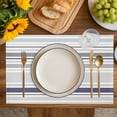 thumbnail image 4 of Gray Stripe Placemats Set of 4, Modern Abstract Art Navy Blue Striped Rustic Placemats for Dining Table, Place Mats for Kitchen Tabletop, Waterproof Wipeable Dining Table Mats Set, 4 of 9